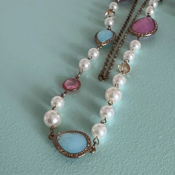 Plunder Pink and Blue Teardrop Necklace - Picture 2 of 2